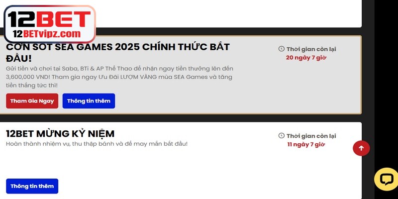 Nhận khuyến mãi 12BET siêu nhanh với vài bước thực hiện 